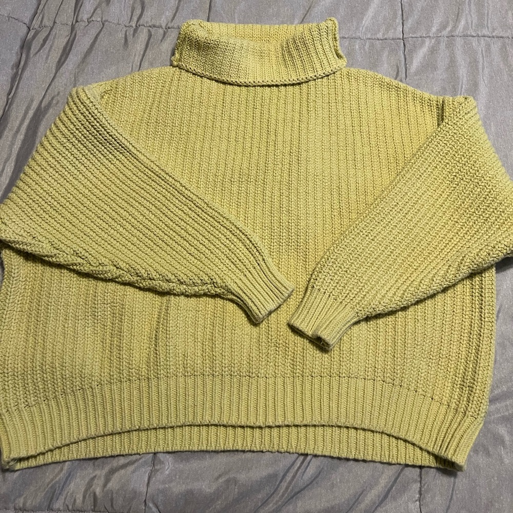 Free People Mustard Cowl Neck Sweater